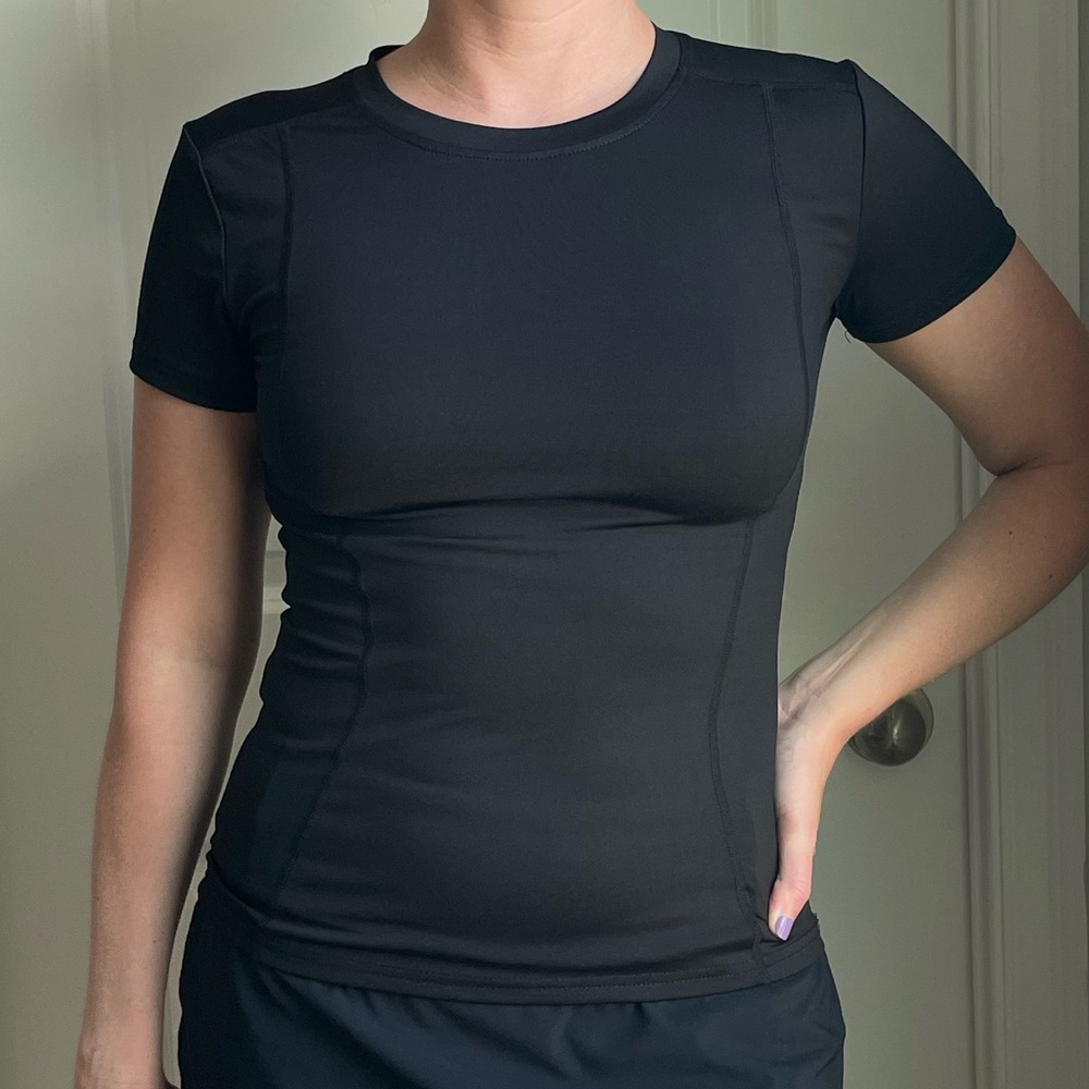 LOOVOO Compression Dry Fit Athletic Tee - Black